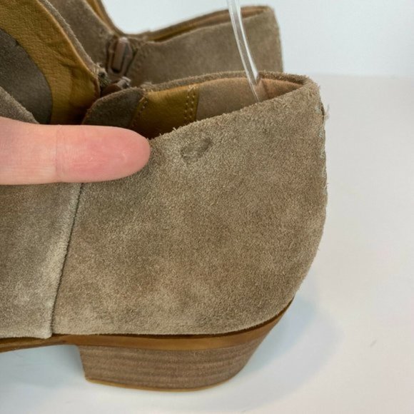 Lucky Brand Ankle‎ Booties 7.5 Brown Suede Leather Stacked Heel Zip Brett - Picture 11 of 12